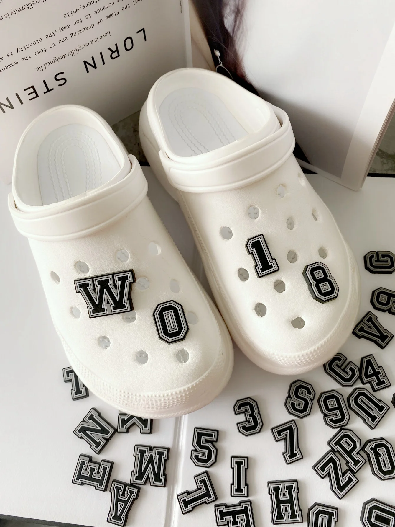 37 Pcs Alphabet and Number Soft Rubber Shoe Flower Decoration Buckles for Garden Shoes with Holes, Bags and DIY Projects
