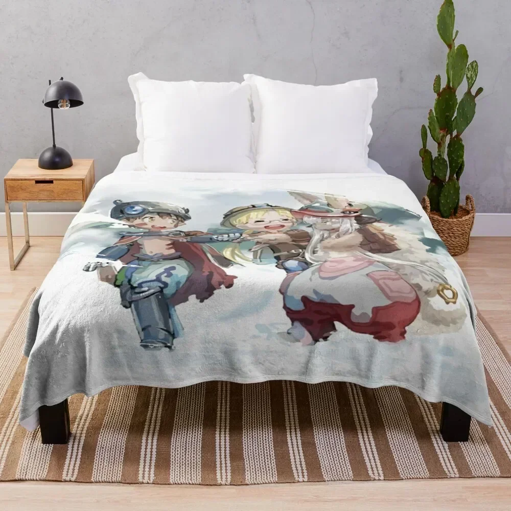 

Made in Abyss: nanachi, reg, riko print Throw Blanket Single Winter beds Blankets