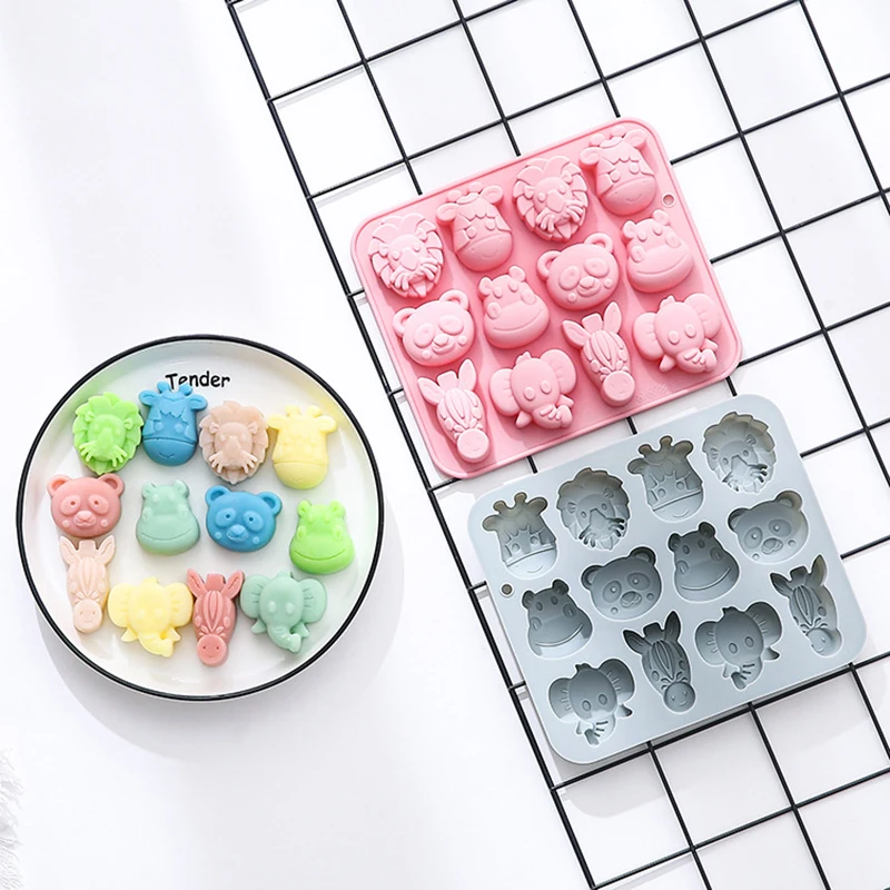 Animal Chocolate Mold - Cute Silicone Candy Mold With Panda, Elephant, Hippo, Lion Shapes, Multi-Purpose For Chocolate, Jelly