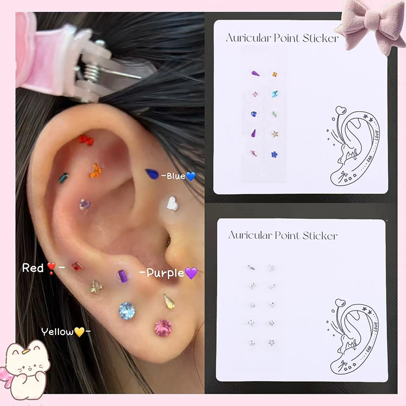 10 Stücke Mode Strass Alien Farbige Diamanten Ohr Punkt Aufkleber Ohr Druck Stick Ohr Aufkleber Kind Spielzeug Aufkleber