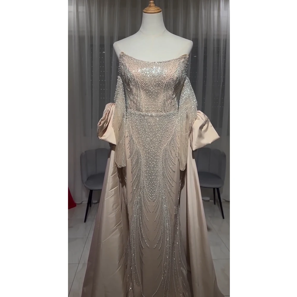 

Alinovia Elegant Mermaid Dubai Evening Dress for Women with Detachable Sleeves Long Formal Prom Wedding Party 2025 Customized
