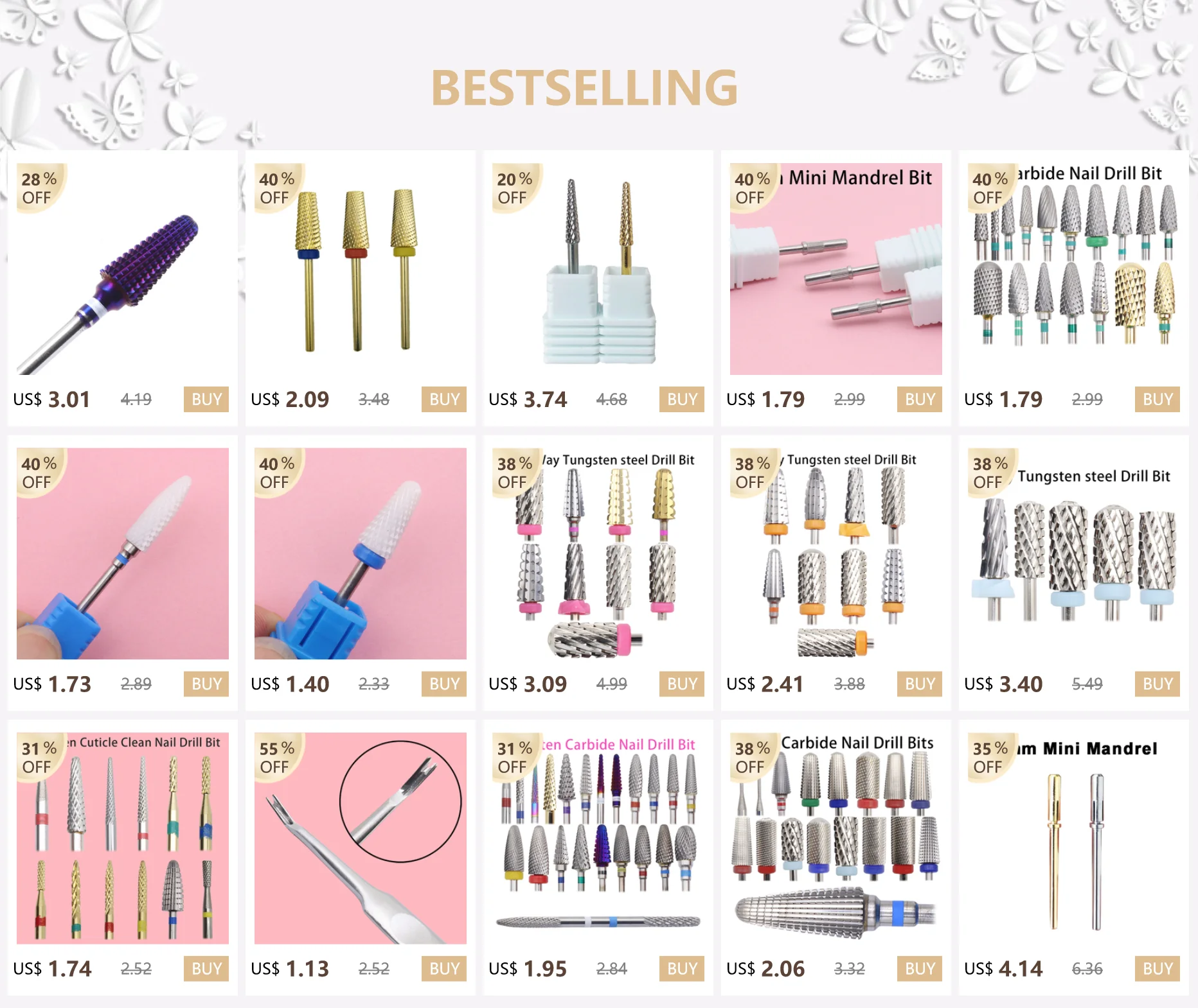 Neu! Gelber Hartmetall-Nagelbohrer, elektrische Maniküre-Bohrer, Fräser, Gratgerät, Pediküre-Werkzeuge – Detail 1