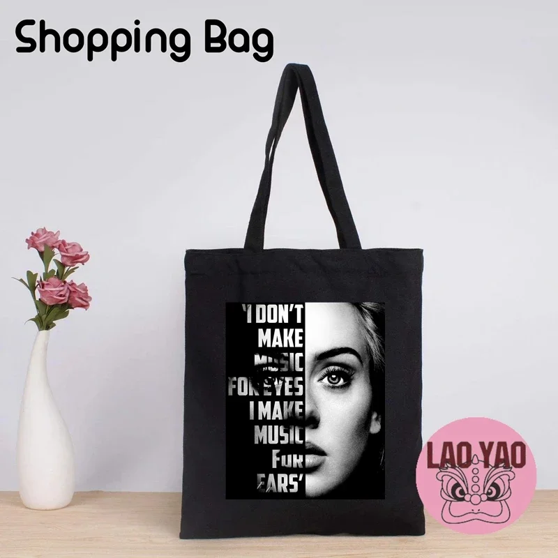 Adele Adkins Singer borsa con nome personalizzato per donna Totebag borse estetiche Tote Shopper Shopping donna tela di stoffa