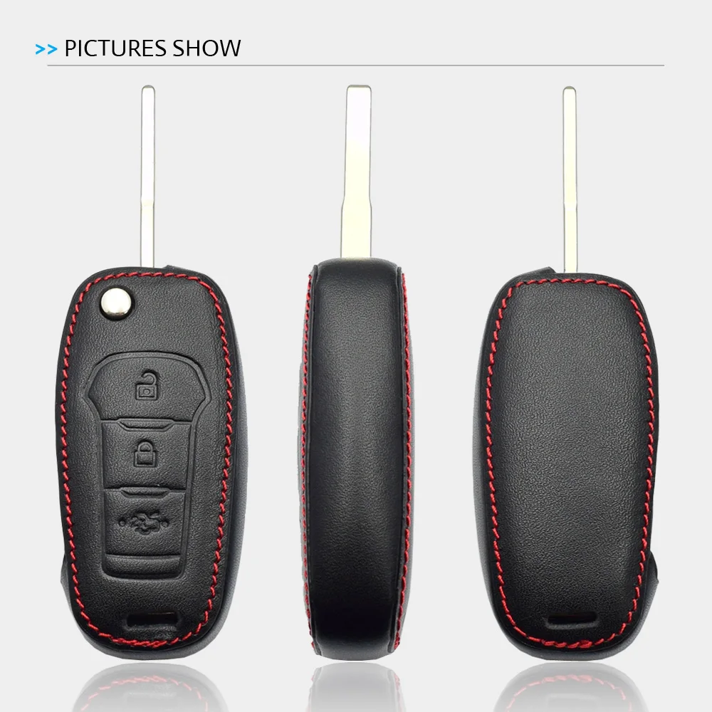 Leder Auto Schlüssel Abdeckung Flip Fernbedienung Fobs Shell Fall Zubehör Für Ford Ranger F-150 F-250 F-350 F-450 F-550 Escape Mondeo Fiesta – Detail 4