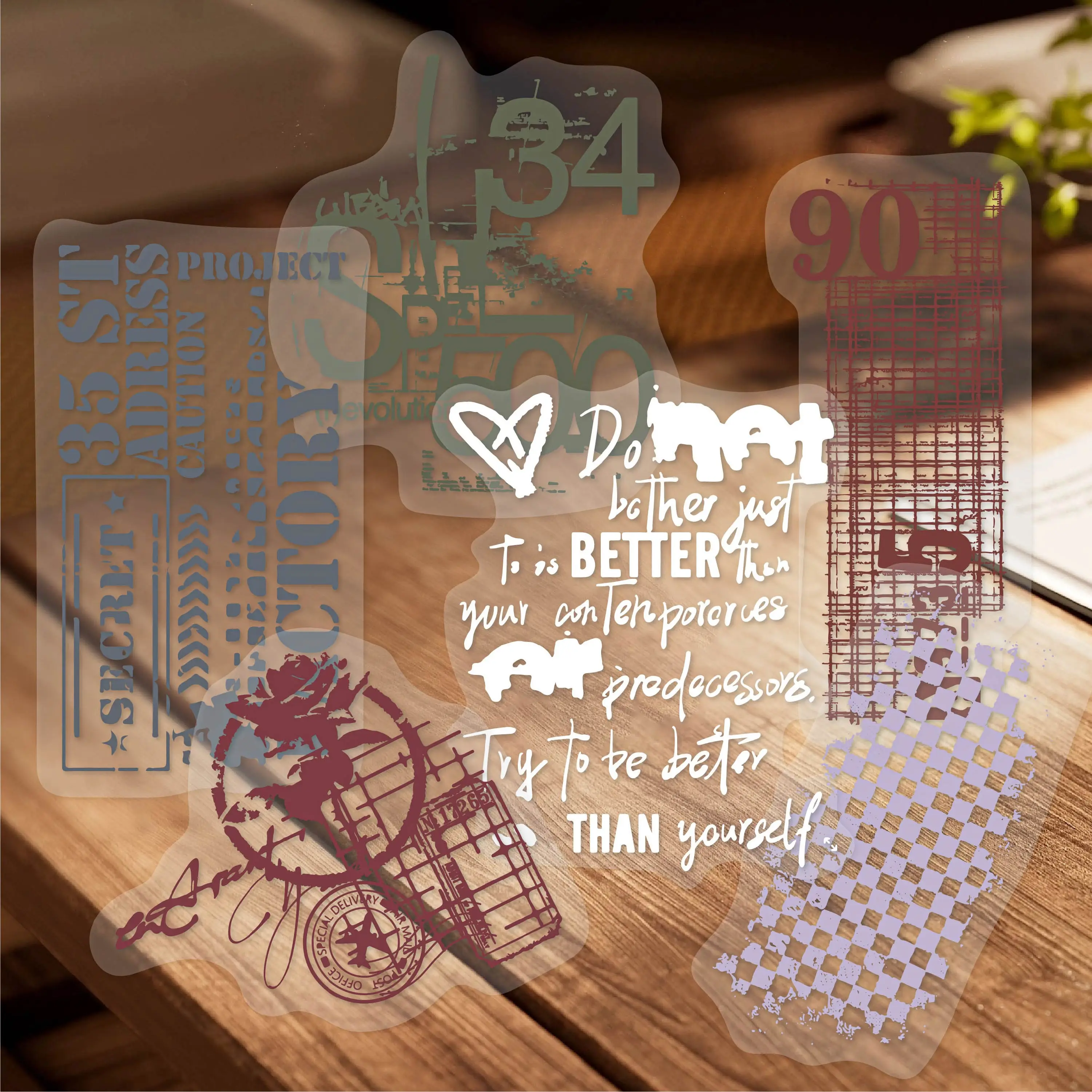 15 pcs Old chapter traces PET material Decorative sticker Diary Album Scrapbooking material Junk Journal Supplies