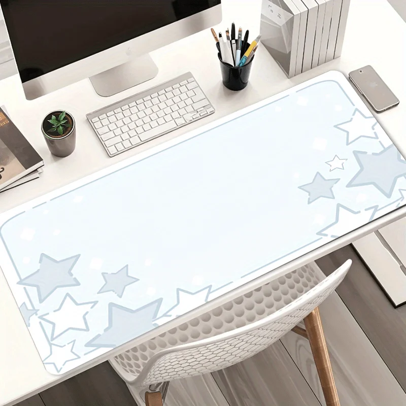 

Light blue star pattern mousepad is made of high-quality rubber, which is anti-slip washable. It is suitable for families gamers