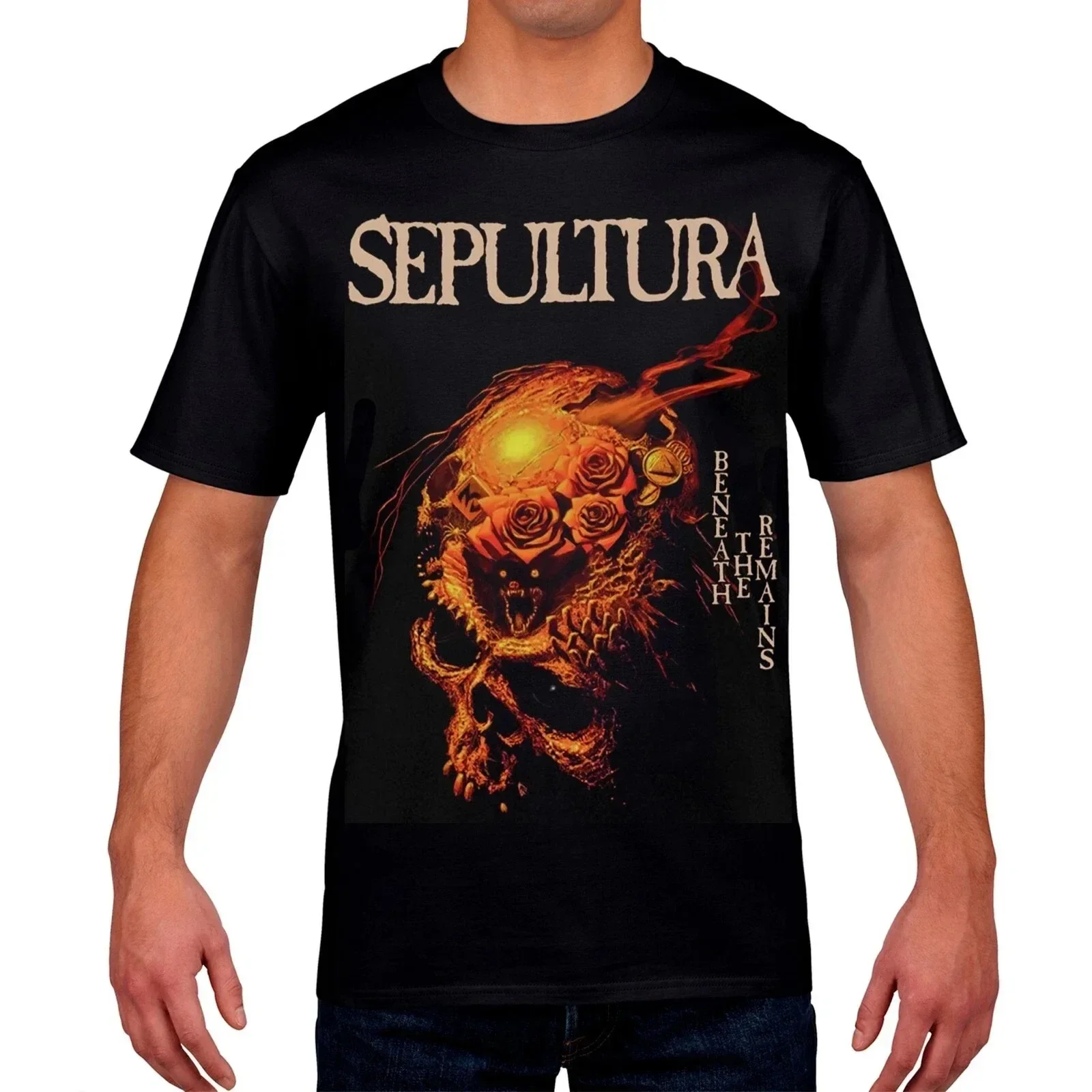 Camiseta Estilo Death Metal Rock para Homens com Impressão em 3D, Tops Respiráveis, Camiseta Sepultura, Casual de Verão, Unissex, Streetwear