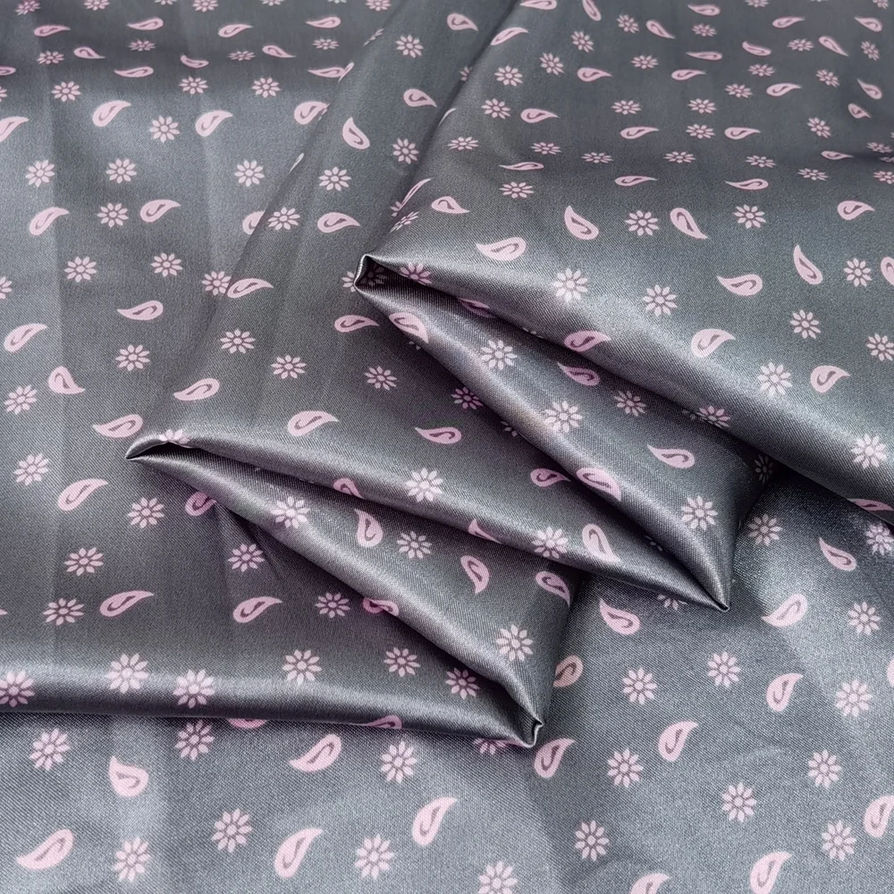 1 Meter x 1,48 Meter Retro Blumenmuster Paisley Satin Stoff Schal Seidiger Charmeuse Schal Futtermaterial – Detail 13