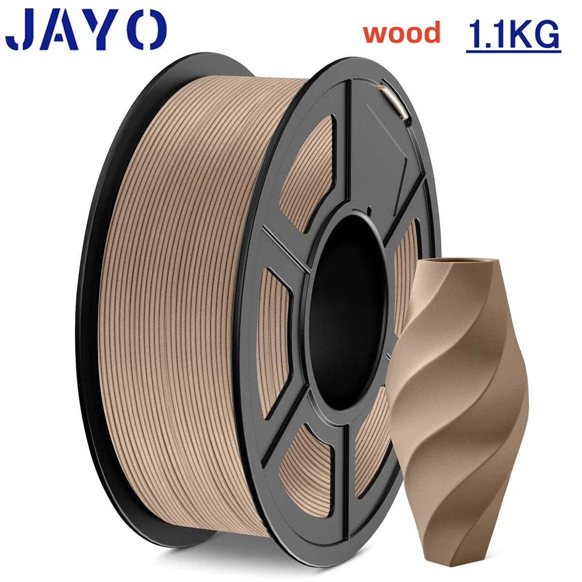 JAYO 1100G Holz-PLA 3D-Filament 1,75mm 1,1KG Hochgeschwindigkeits-PLA Holztextur 3D-Drucker-Filament 15% Holzfaser 3D-Druckmaterialien