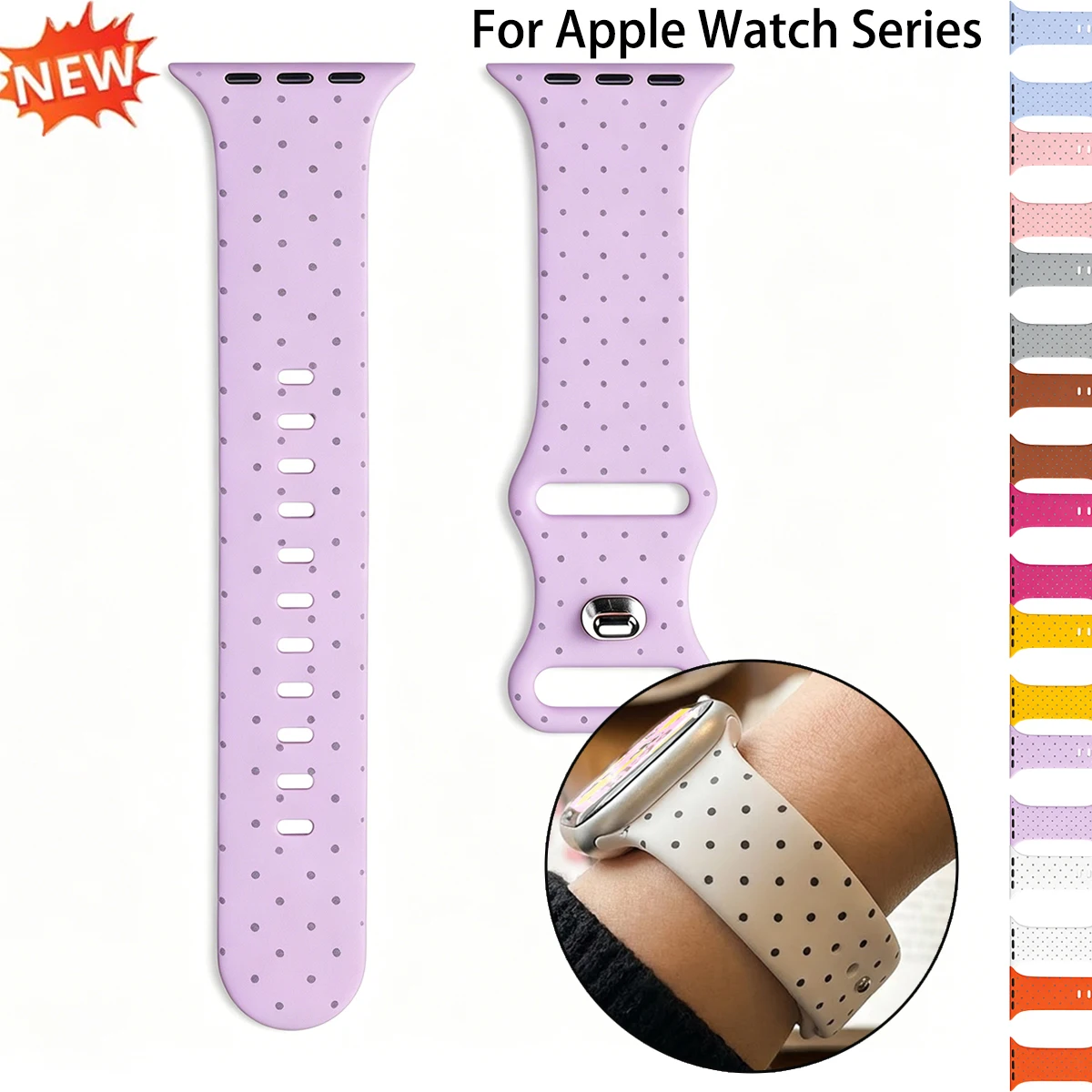 Damen Polka Dots Armband für Apple Watch 38 41 42 46 49mm Silikon Sportarmband für Iwatch Ultra 3/2/1 S11 10 9 8 7 6 SE3 Armband