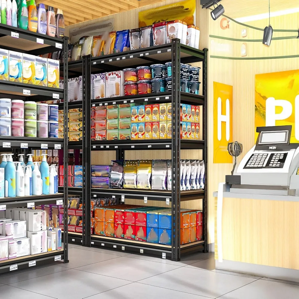 عبوة من أرفف معدنية شديدة التحمل مكونة من 5 طبقات، وحدة تخزين قابلة للتعديل لمستودع المطبخ في المرآب، سعة 2000 رطل #2