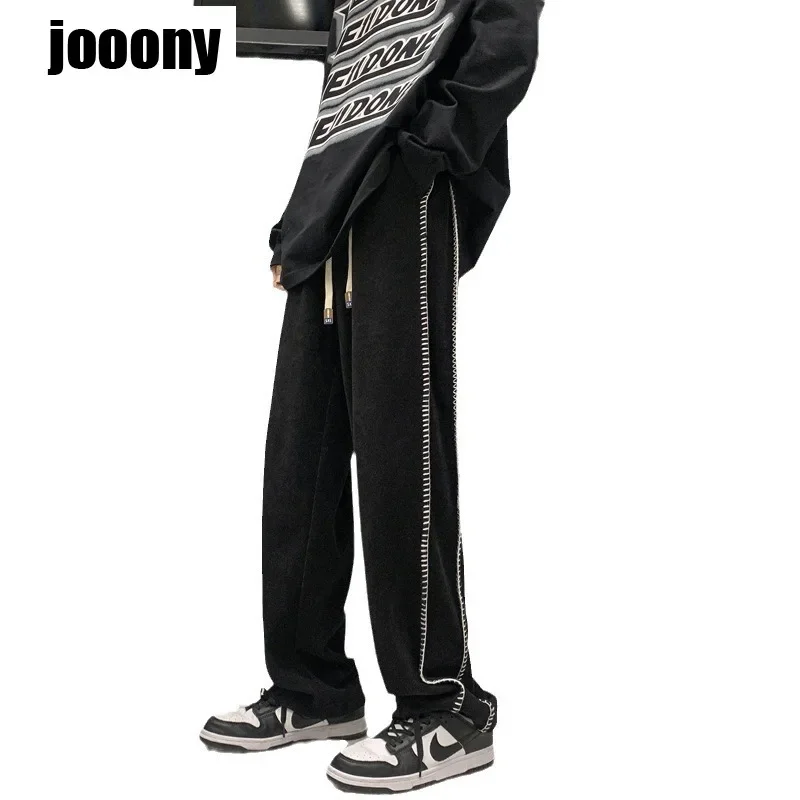 ربيع الخريف Harajuku تنوعا Sweatpants جديد الذكور الكورية موضة الرجال الهيب هوب سراويل تقليدية فضفاضة مستقيم واسعة الساق بنطلون