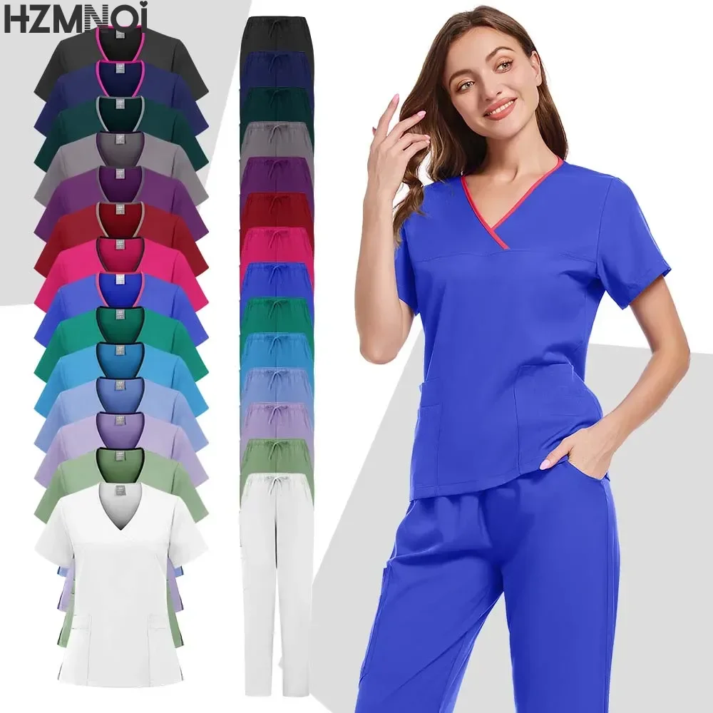 Multicolour High Elasticity Soft Doctors Scrubs Sets Female Clinical Uniform Tops and Scrub Joggers Beauty Salon Spa Uniform