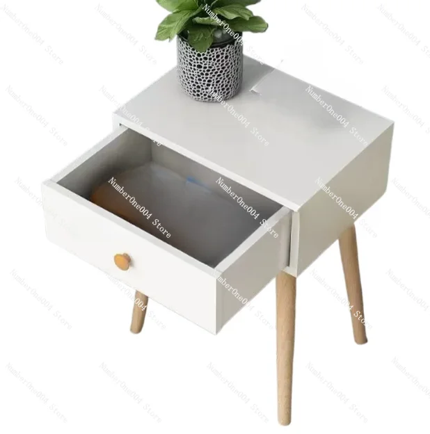 

Modern with Drawer Nightstand , Bedside Table with Solid Wood Legs, Adorable Practical End Side Table with Open Storage Shelf