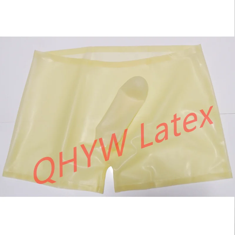 Latex Panties Briefs Rubber Men Black Tight Shorts with Sheath Underwear Bodysuit Latex Underpants