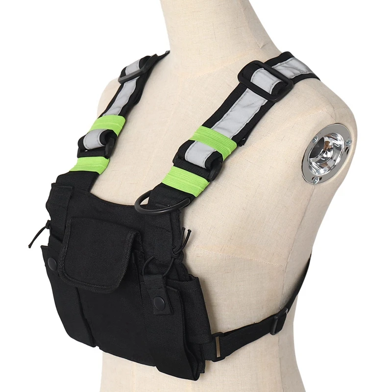 Hot TTKK 4X วิทยุพ็อกเก็ตวิทยุสายรัดหน้าอกด้านหน้า Pack กระเป๋า Holster Vest Rig พกพาสําหรับ 2 Way วิทยุ Walkie Talkie