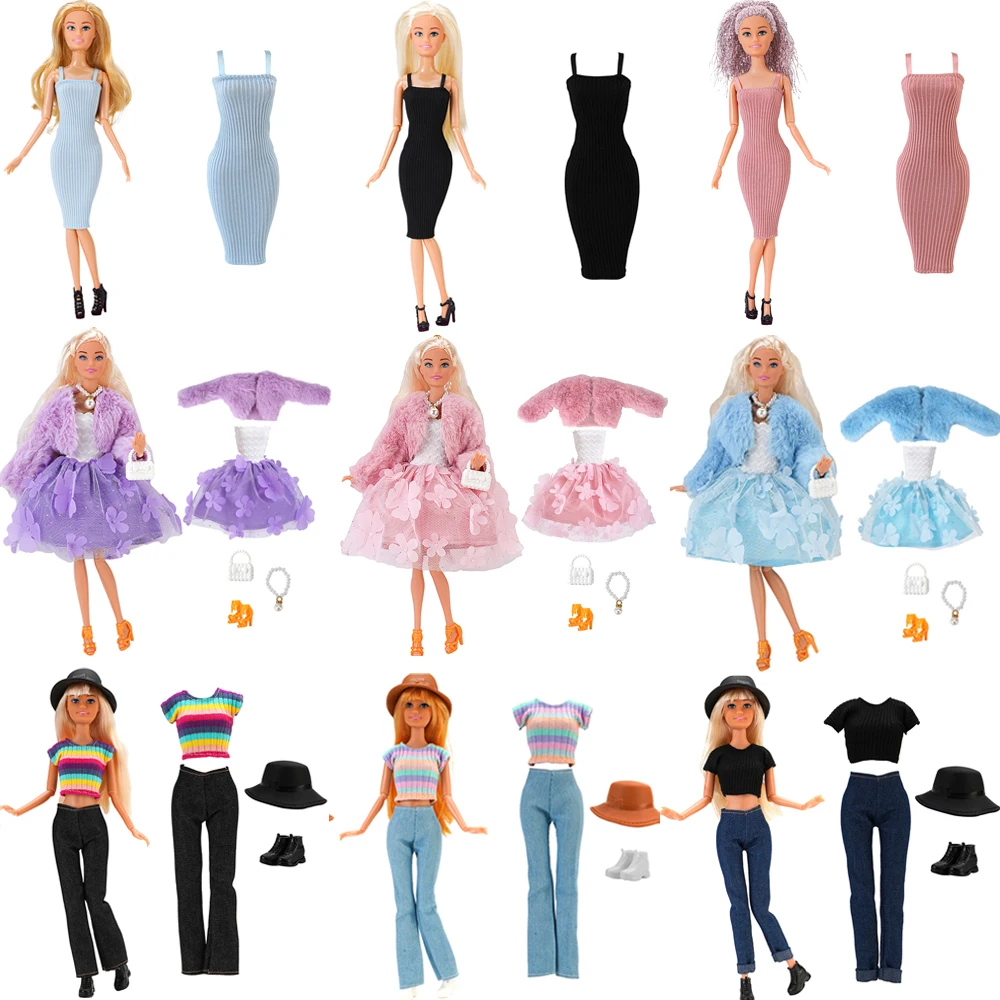 NK 1 Set Fashion Princess Doll Clothes For Barbie Doll Dress Shoes Casual Wear Suit 1/6 Dolls Accessories For Girl Doll Toys JJ