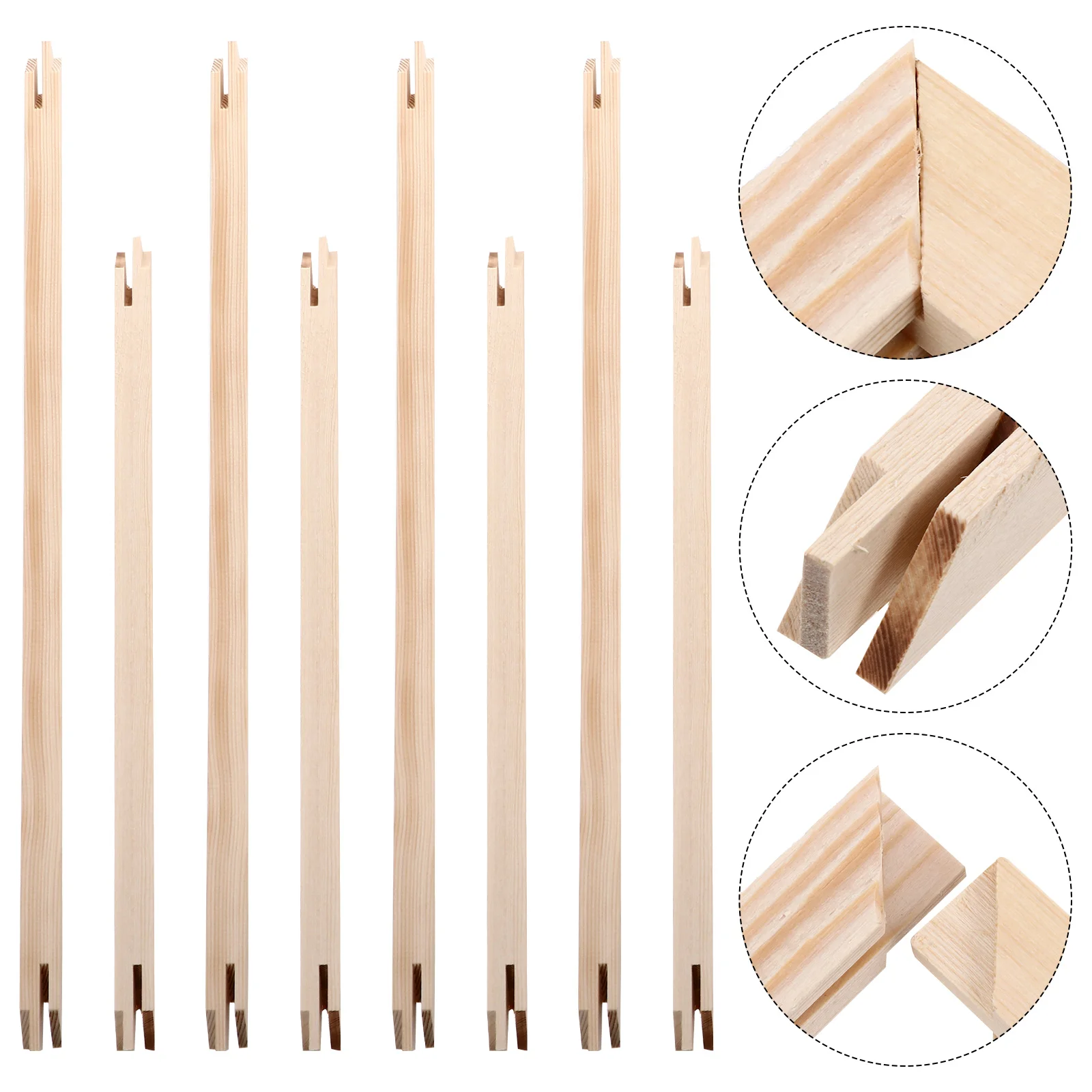 8 Pcs Solid Wood Inner Frames Picture Strips Canvas Stretcher Bars Kit Easy Assembly Artwork Display