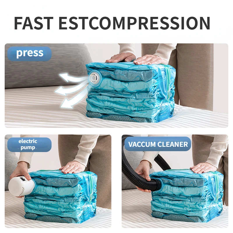 Vacuum Storage Bags, Jumbo Cube, Vacuum Sealing Bags Clothes Organizer, Compression Pack Bag Fit Clothing Bedding Quilts Blanket