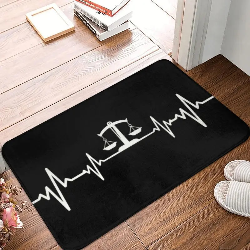 Lawyer Heartbeat Gift Doormat Non-Slip Entrance Kitchen Bath Door Floor Mat Attorney Judge Law Quote Living Room Rug Carpet