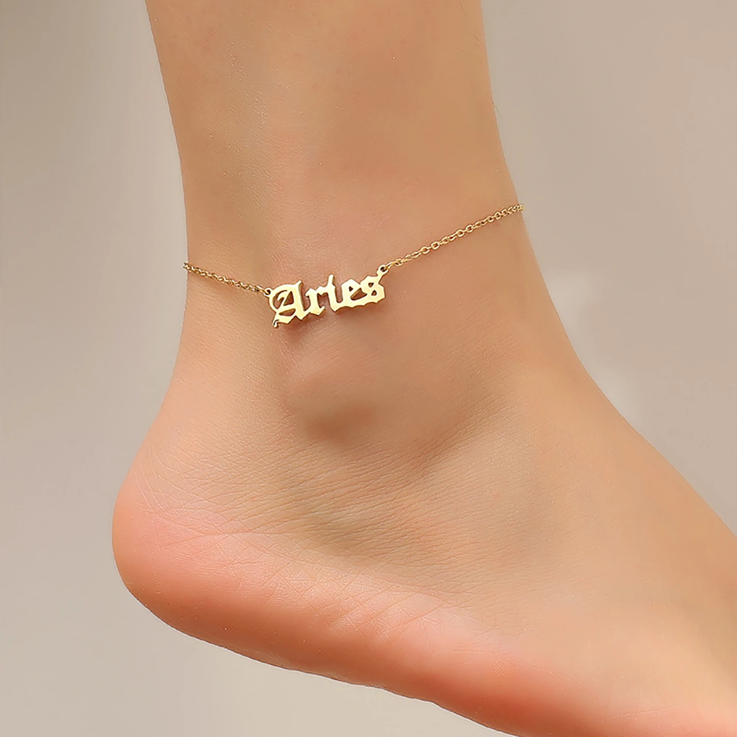 12 Constellation Letter Ankle Chains, Stainless Steel Jewelry for Summer Wear