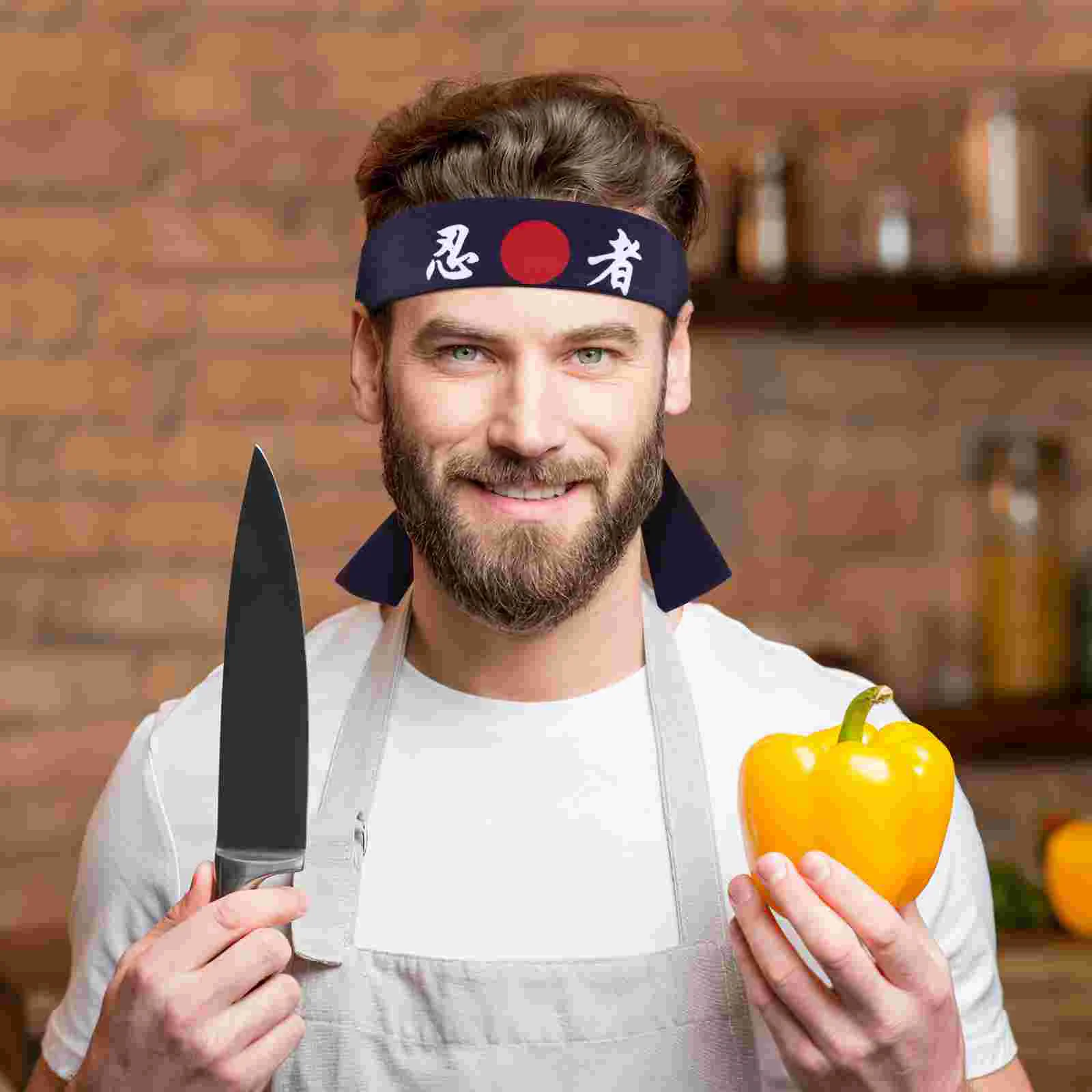 Chef Headband Samurai Bands for Men Headbands Japanese-style Sushi Cotton Women's