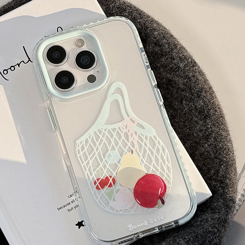 스테레오 애플 폰 케이스 아이폰 16 15 14 13 프로 12 11 맥스 플러스 16프로 컬러풀 쇼핑백 폰 케이스 창의적인 15프로맥스 커버