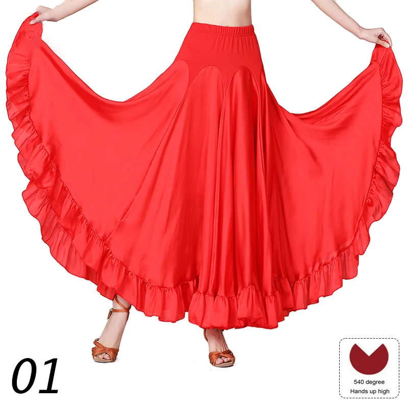 Vrouwen Buikdansen Rok Zigeuner Spaanse Flamenco Rok 540 Graden Grote Swing Jurk Moderne Dans Ballroom Wals Stage Performance