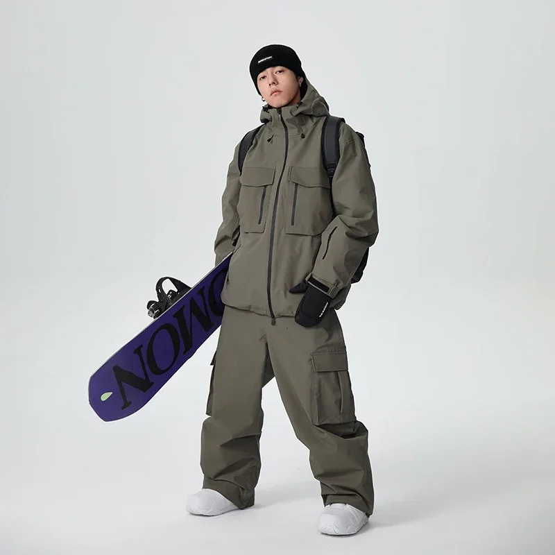 Combinaisons de ski à capuche en polyester imperméable pour adultes, coupe-vent, fermeture éclair, sports de plein air, neige, hiver, nouveau, 2025