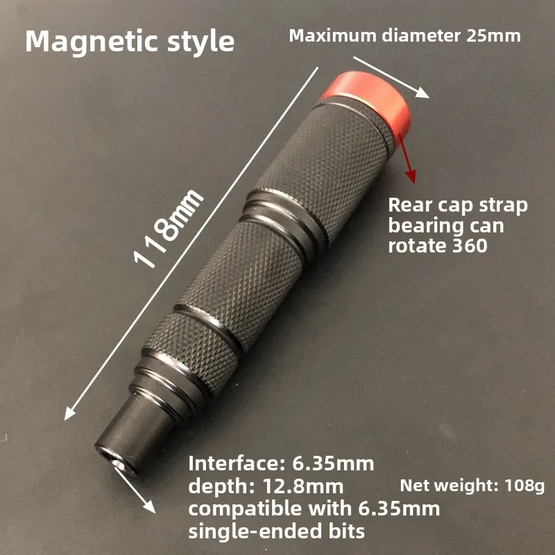1/4" Hex Shank Quick Connect Bit Holder, 6.35mm Aluminum Alloy Manual Grip, Portable DIY Hand Repair Accessory