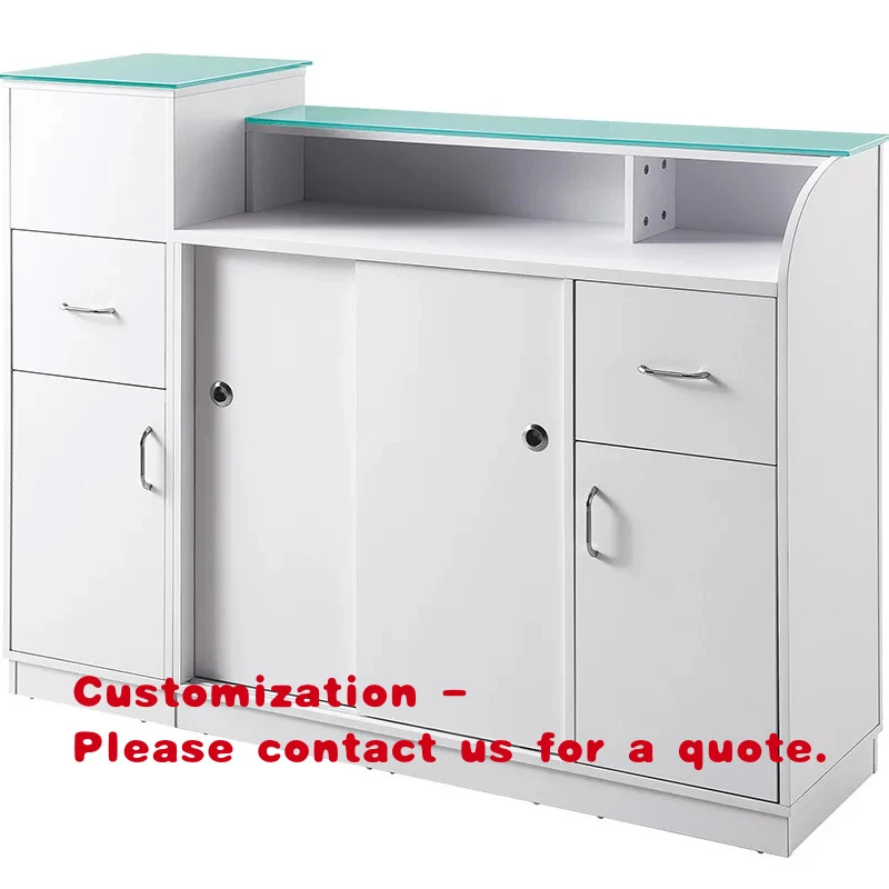 custom.Dongpin Beauty Checkout Counter Wood Material Reception Desk Store Display And Cashier Use 3303