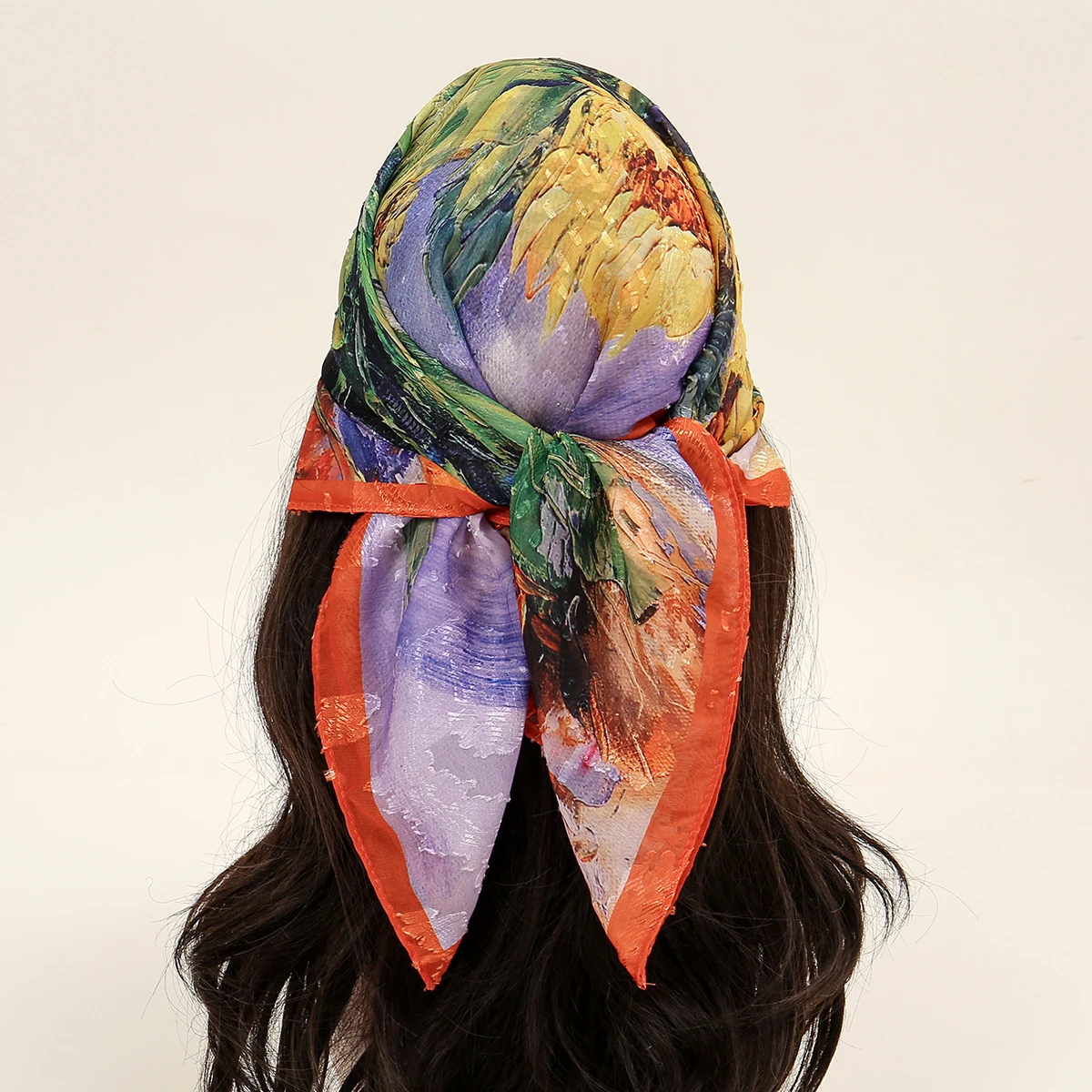 Luxury Floral Print Silk Square Scarf Women Soft Satin Kerchief Hairband Neckerchief Head Hijab Lady Headband Foulard Bag Ribbon