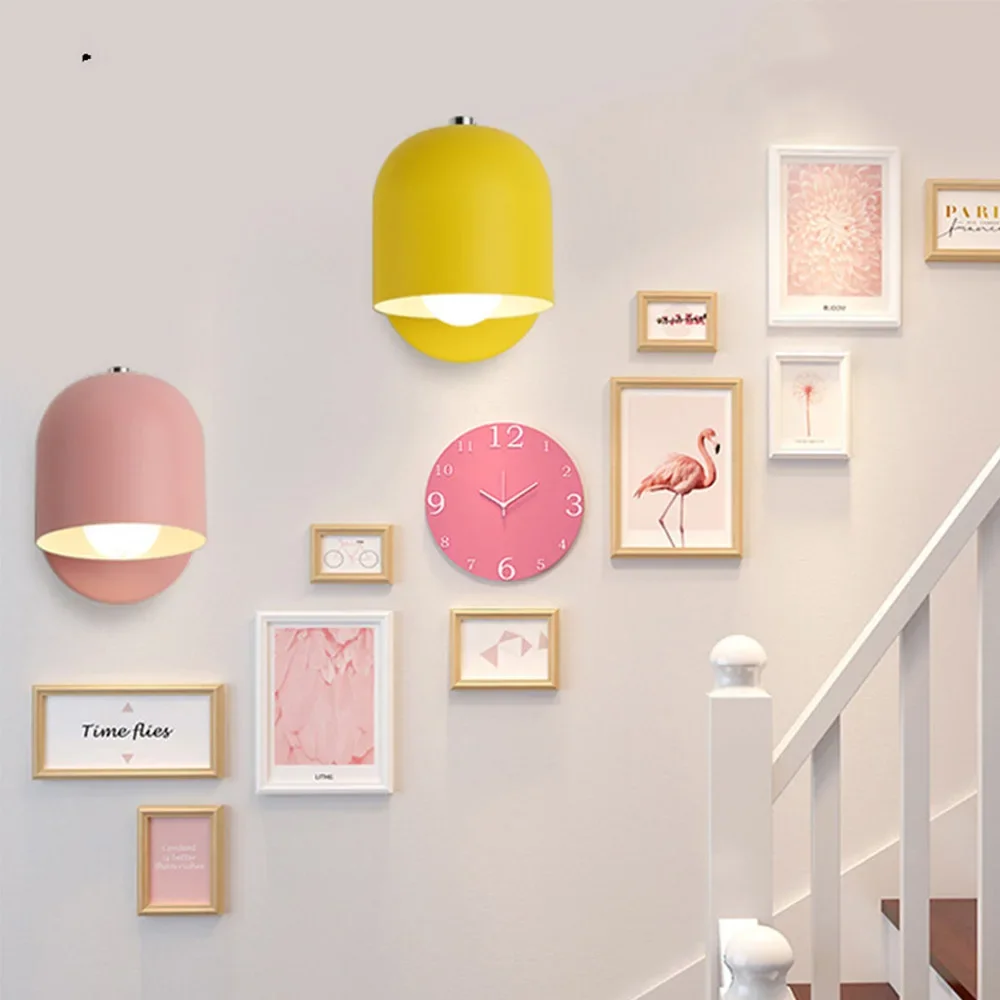 

Простой и современный настенный светильник Nordic Macaron, прикроватная лампа для кабинета, спальни, светодиодная лампа для гостиничного номера, настенный светильник для входа