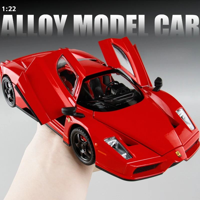 

1:22 модель спортивного автомобиля из сплава Enzo, литая под давлением металлическая гоночная машина, модель автомобиля, звуковой свет, моделирование, детские игрушки, подарок