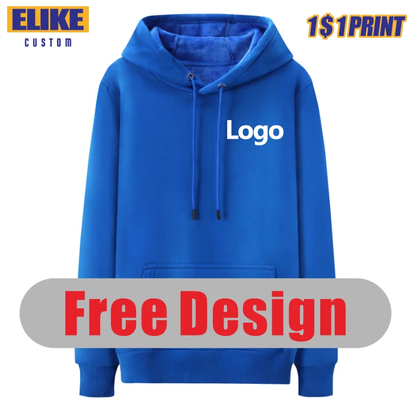 Elike 8 Color High-Quality Sweatershirt Custom Logo Printed Personal Group Brand Embroidery  Men and Women Cotton Hoodies 2022