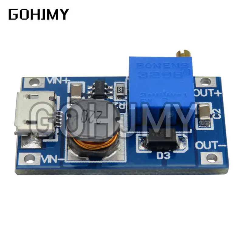 10 peças mt3608 DC-DC módulo de impulso ajustável 2a placa de impulso módulo de reforço com micro usb lm2577 substituir xl6009