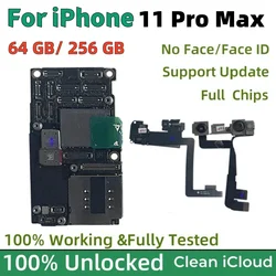 100% Unlocked Motherboard For iPhone 11 pro max Mainboard With/NO Face ID clean iCloud Logic Board Full Chips Support IOS update