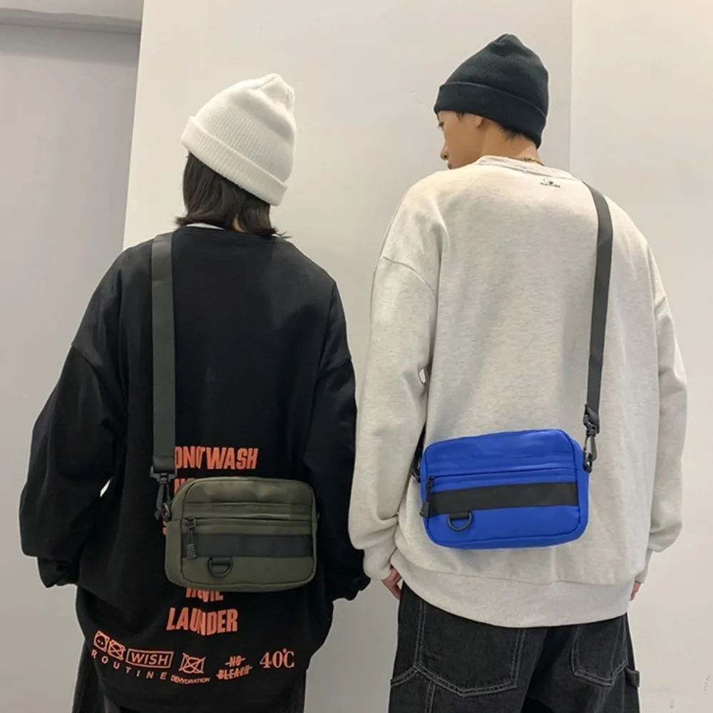 Bolsas leves para homens, bolsa de telefone esportiva portátil bolsa de ombro única com zíper de cor sólida bolsas de trabalho casual estilo japonês