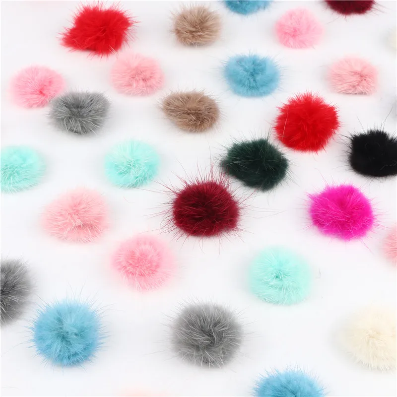 30mm DIY Pompon Real Mink Fur Pompom 30mm Comfortable Pompons Simple Pom Pom Decoration For Women Scarf Bag Clothing Skirt 10pcs