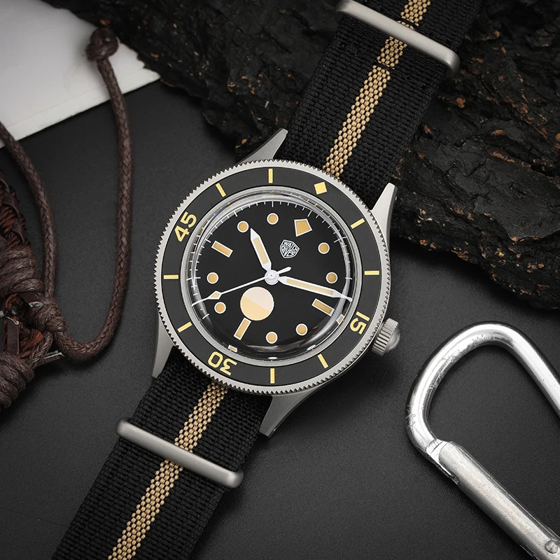 Watchdives 50-Fathoms Vintage Watch NH35 Movement Watches C3 Super Luminous Bubble Sapphire Crystal 300m Waterproof Wristwatch