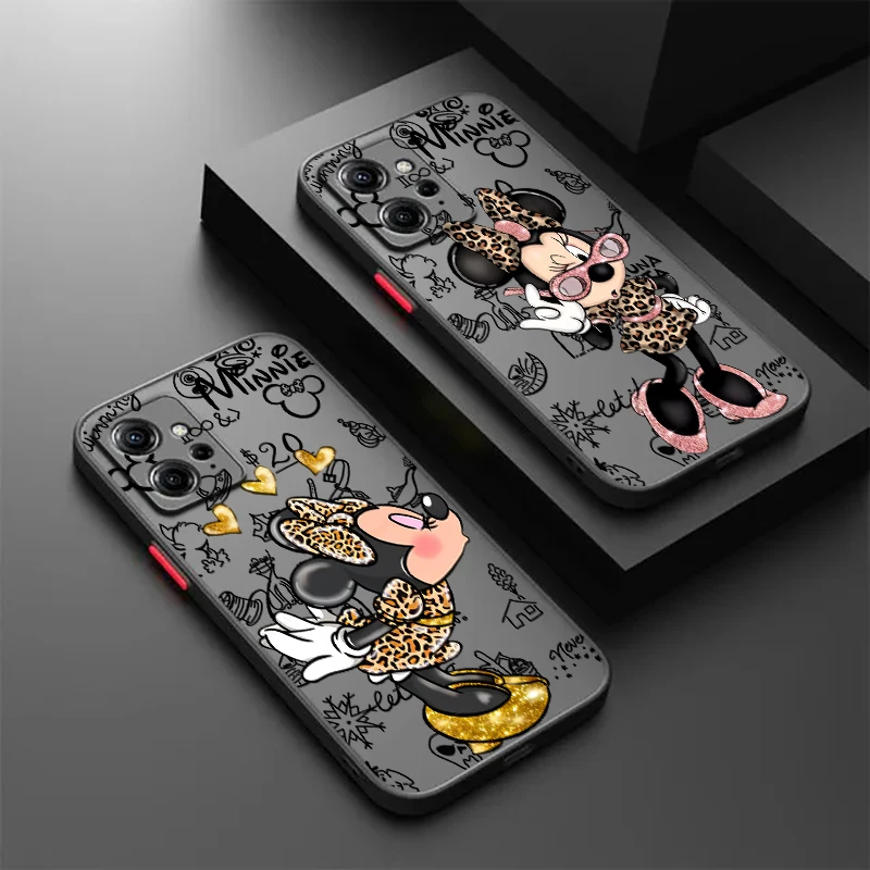 Art Disney Classical Minnie Frosted Translucent For Redmi Note 13R 13 12 12S 12T 11 11T 11E 10 Pro Plus 5G TPU Phone Case