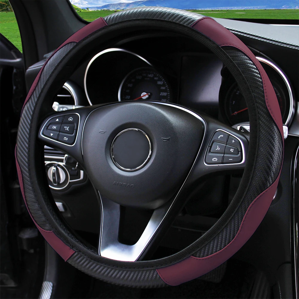 Kohlefaser-PU-Leder-Auto ohne Innenring, Lenkradbezug, Kfz-Zubehör, geeignet für 14,5–15 Zoll – Detail 14