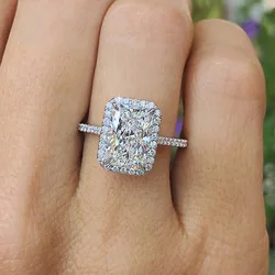 Lihong Light luxury classic 925 sterling silver square moissanite ring as a jewelry gift for women's engagement party