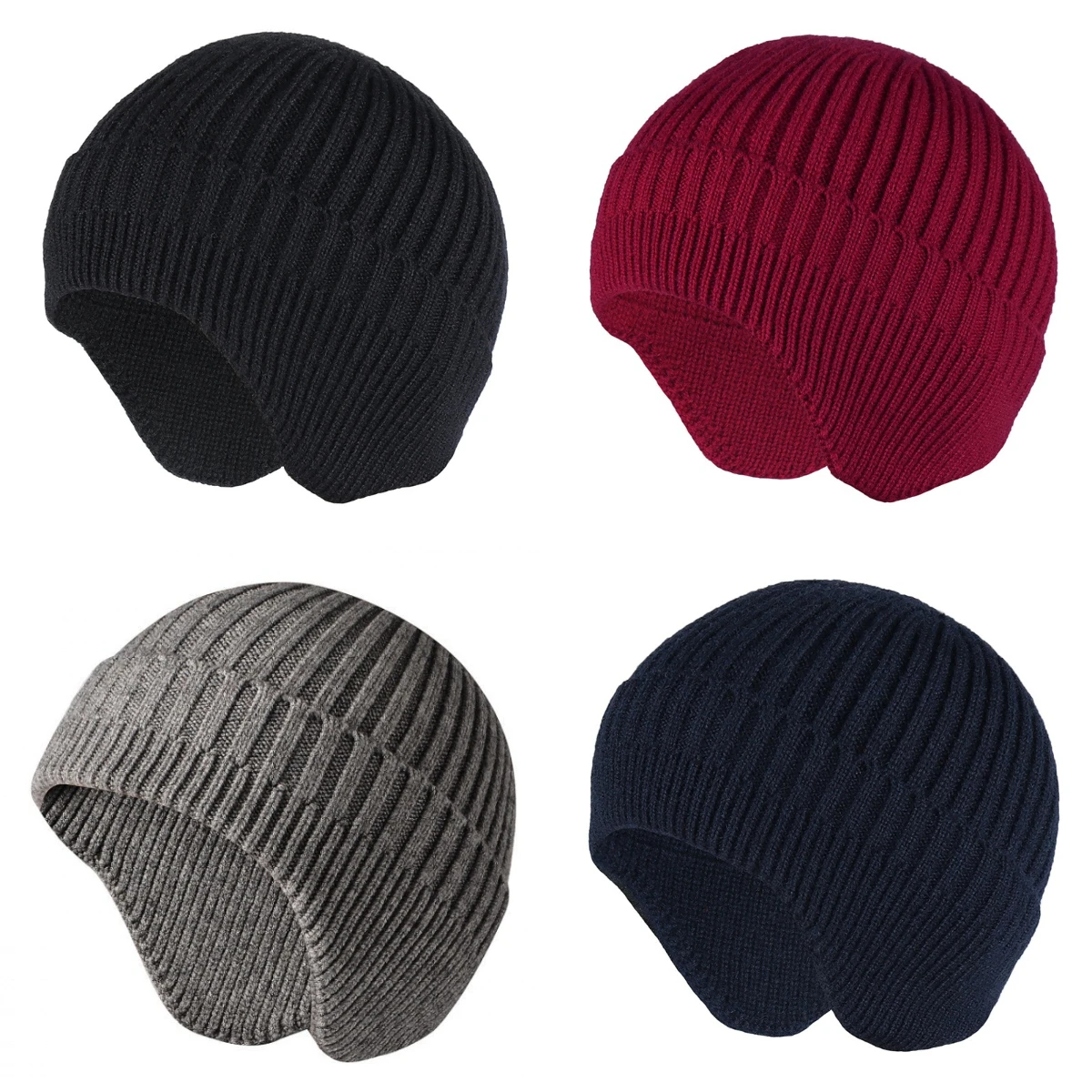 

Solid Color Knitted Hat Outdoor Warmth Cycling Windproof Ear Protection Hoodies Stretch Skiing Soft Skin Friendly Brimless Cap