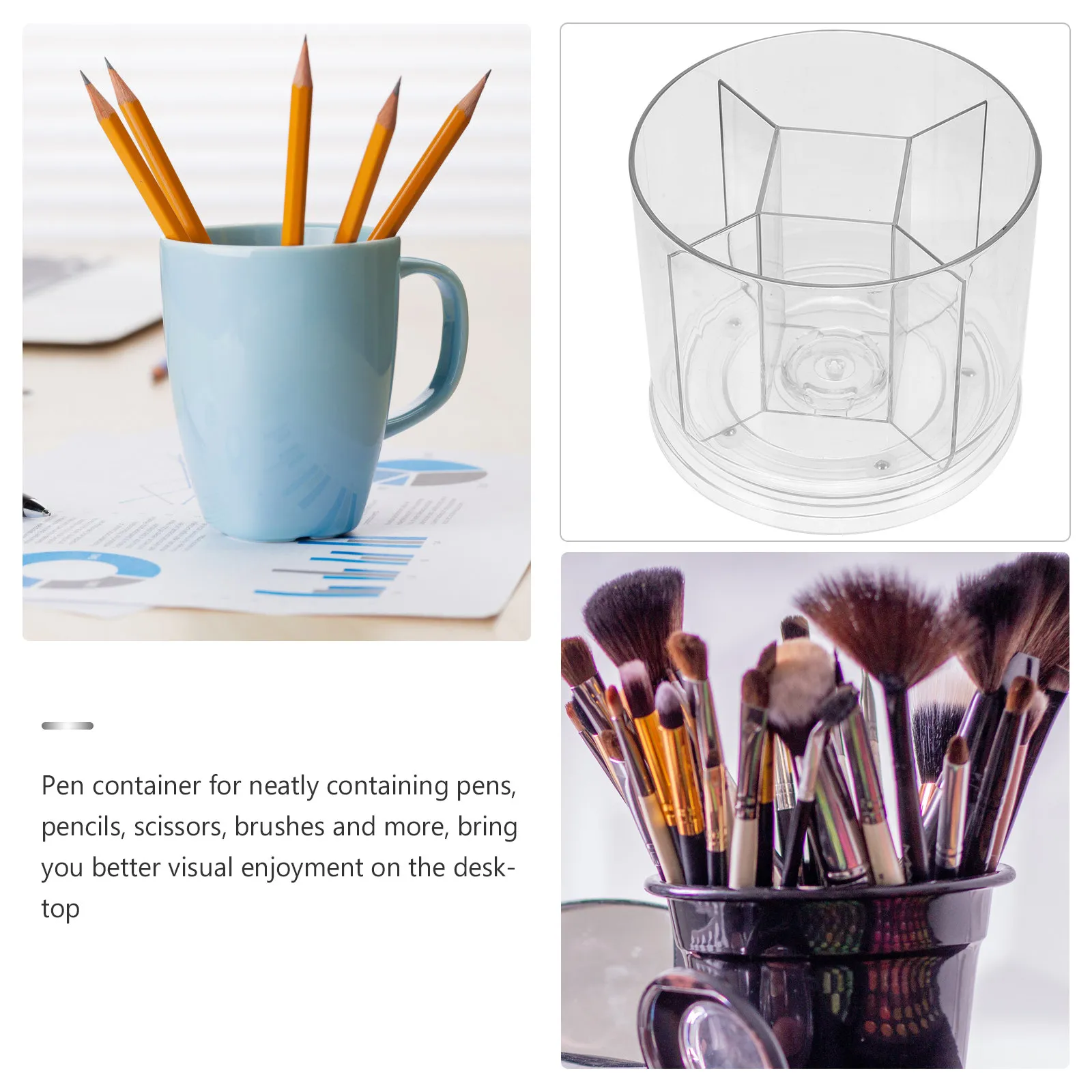 Rotating Desk Pen Holder Organizer for Office School Students Paint Brushes Sculpting Tools Makeup Brushes Crayons Markers