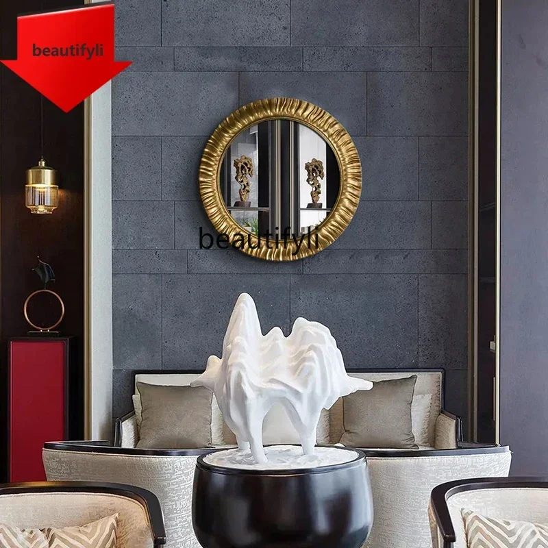 Q181 European waterproof bathroom decorative mirror nostalgic antique entrance mirror gold wall decoration wall hanging mirror