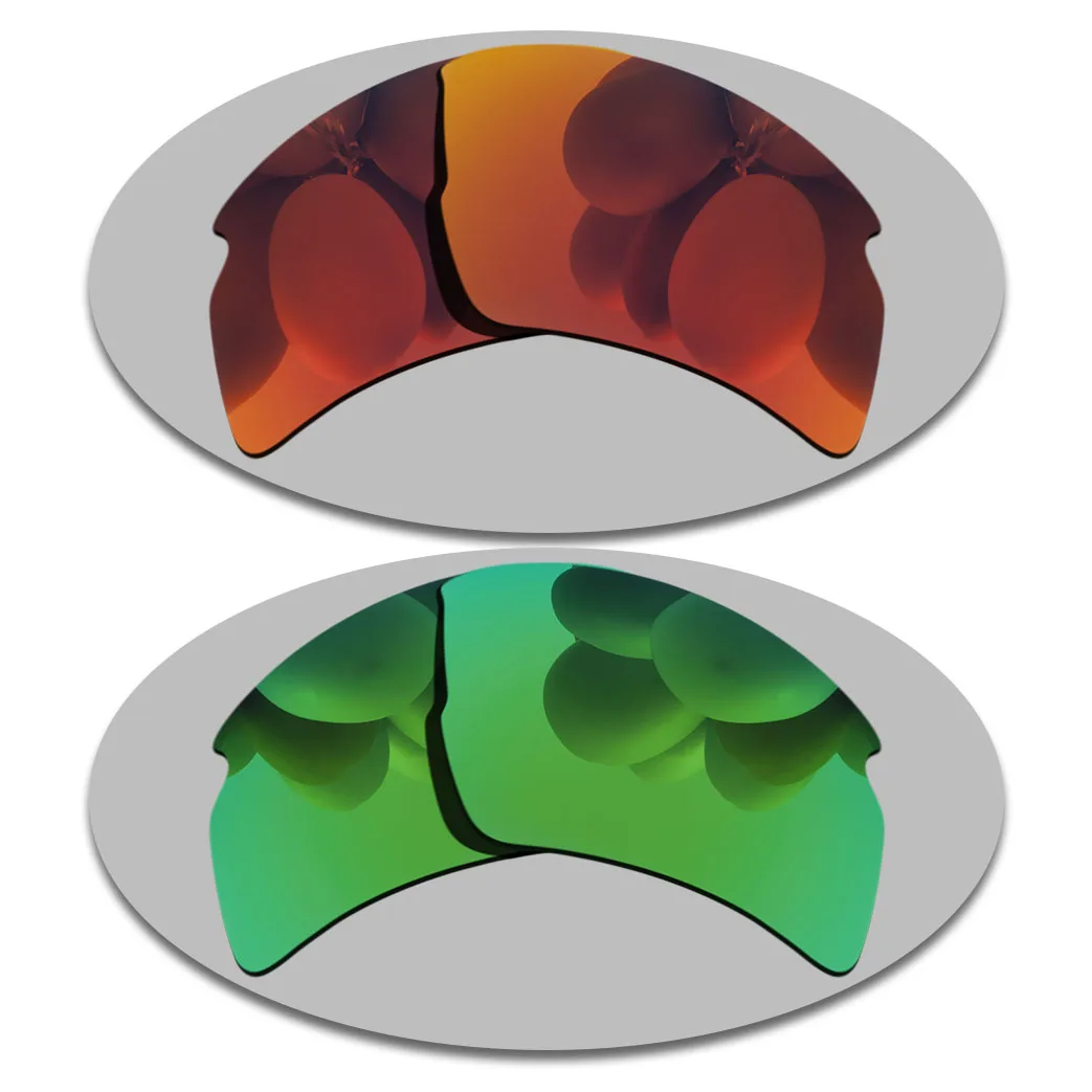 Fire Red&Green Lenses Replacement For-Oakley Flak 2.0 XL Polarized Sunglasses