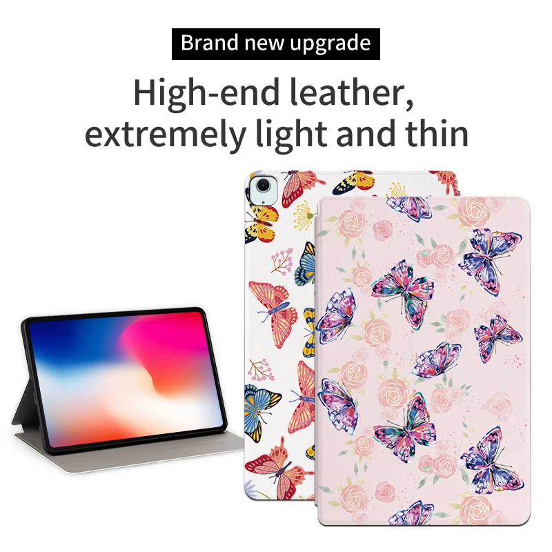 

Casing For iPadPro 13/11/12.9 Air5/4 10.2 10.5 10.9 Mini 4 5 6 Protective Case Fashion Fancy Color Butterfly Flip Leather Cover