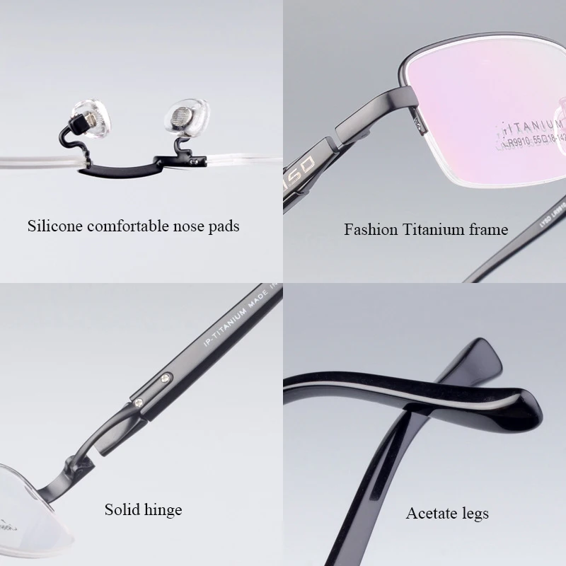 HDCRAFTER Men Pure Titanium Eye Glasses Frames High Quality Prescription Optical Business Luxury Spectacle Frame Eyewear