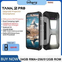 Unihertz 8849 Tank 2 PRO Robuuste smartphone met projector Android 14 24 GB 512 GB Mobiele telefoon 23800 mAh 120 W telefoon 6,79 